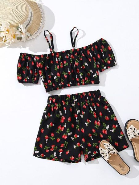 toddler girls floral & strawberry print cold shoulder & shorts she, White
toddler girls floral & strawberry print cold shoulder & shorts she, White