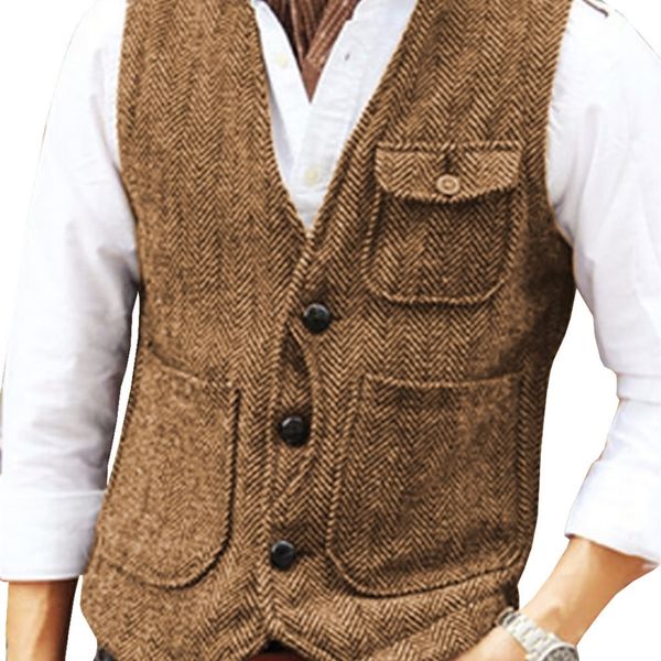 mens vest brown herringbone wool tweed v neck single breasted retro tooling vest male gentleman business waistcoat for wedding 220704, White;black
mens vest brown herringbone wool tweed v neck single breasted retro tooling vest male gentleman business waistcoat for wedding 220704, White;black