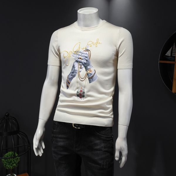men's slim fit short sleeves t-shirts embroidered prints fashion hip-hop versatile knit sweaters breathable casual knitted bottoming s, White;black
men's slim fit short sleeves t-shirts embroidered prints fashion hip-hop versatile knit sweaters breathable casual knitted bottoming s, White;black