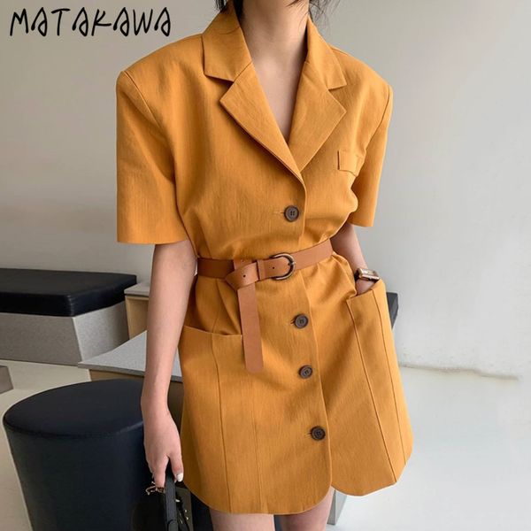 singlebreasted women dress korea ins summer robe solid short dresses notched collar straight vestido with belt 210506, Black;gray
singlebreasted women dress korea ins summer robe solid short dresses notched collar straight vestido with belt 210506, Black;gray