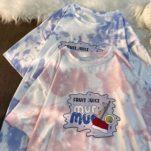 women's t-shirt tie-dye print women japan style short sleeve o collar woman t shirt chic tee womenwomen's, White
women's t-shirt tie-dye print women japan style short sleeve o collar woman t shirt chic tee womenwomen's, White