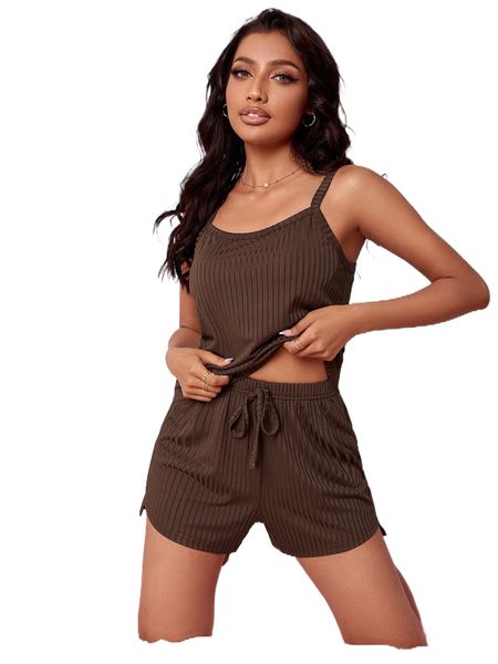 ribbed knit tie waist lounge set j6f2#, Black;red 
ribbed knit tie waist lounge set j6f2#, Black;red