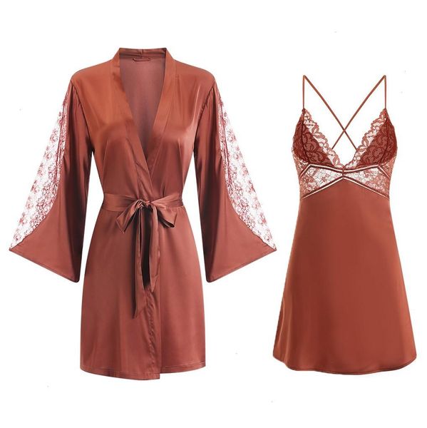 women robe set sleepwear faux silk kimono gown lacee lingerie nightdress soft perspective bridal wedding, Black;red
women robe set sleepwear faux silk kimono gown lacee lingerie nightdress soft perspective bridal wedding, Black;red