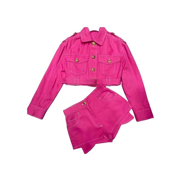 new style gold custom buttoned denim fashion shorts long sleeve jacket set 2 piece set ob152, White
new style gold custom buttoned denim fashion shorts long sleeve jacket set 2 piece set ob152, White