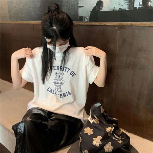 women's t-shirt european american style woman t shirts letters print short sleeve round collar femme cotton spandex for womenwomen, White
women's t-shirt european american style woman t shirts letters print short sleeve round collar femme cotton spandex for womenwomen, White