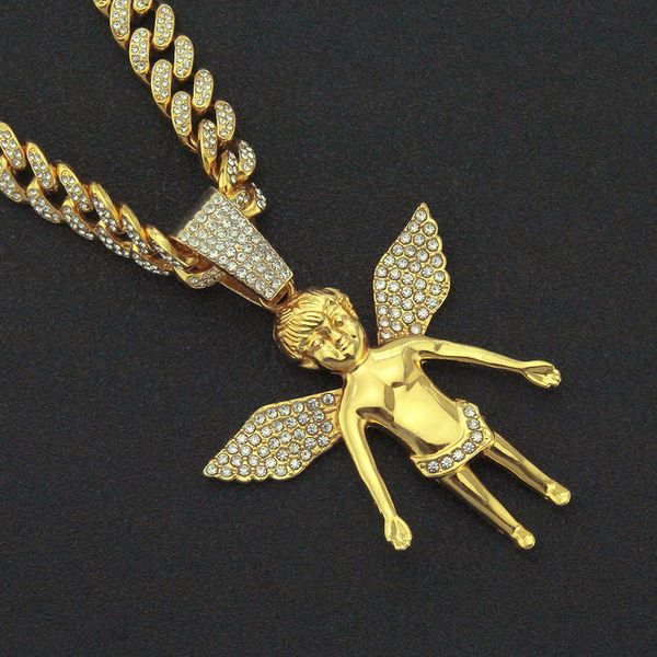 hip hop diamond angel wing pendant necklace cuba chain fashion personality domineering rap accsori, Silver
hip hop diamond angel wing pendant necklace cuba chain fashion personality domineering rap accsori, Silver