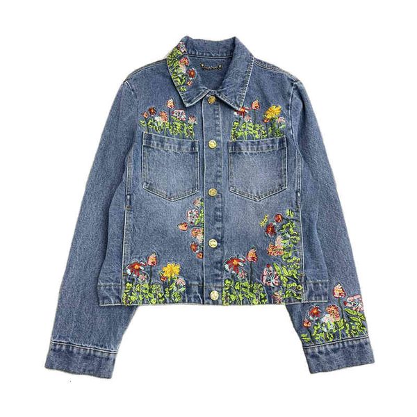french style men's women's floral letters embroidery denim jacket print denim designers fashion coat luxury vintage patchwork jean, Black;brown
french style men's women's floral letters embroidery denim jacket print denim designers fashion coat luxury vintage patchwork jean, Black;brown