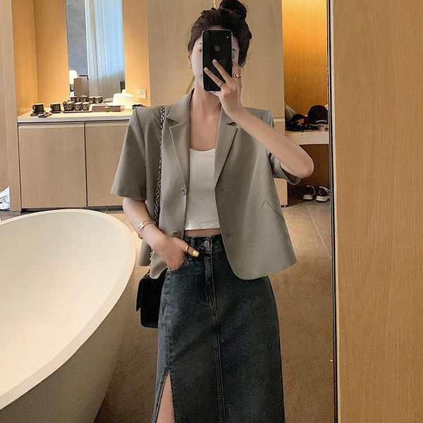 women's suits & blazers short sleeve women solid fashion korean style temperament outerwear streetwear summer all-match casual office, White;black
women's suits & blazers short sleeve women solid fashion korean style temperament outerwear streetwear summer all-match casual office, White;black