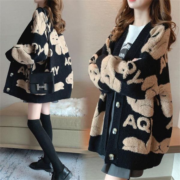 fashion women sweaters knit designer v-neck print knitted cardigan girl loose long-sleeved sweater coat autumn winter sweat coats size s-2xl, White;black
fashion women sweaters knit designer v-neck print knitted cardigan girl loose long-sleeved sweater coat autumn winter sweat coats size s-2xl, White;black