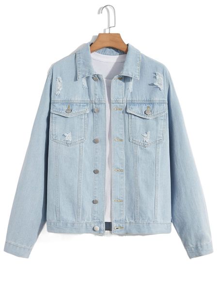 men ripped flap pocket denim jacket 46vo#, Black;brown 
men ripped flap pocket denim jacket 46vo#, Black;brown