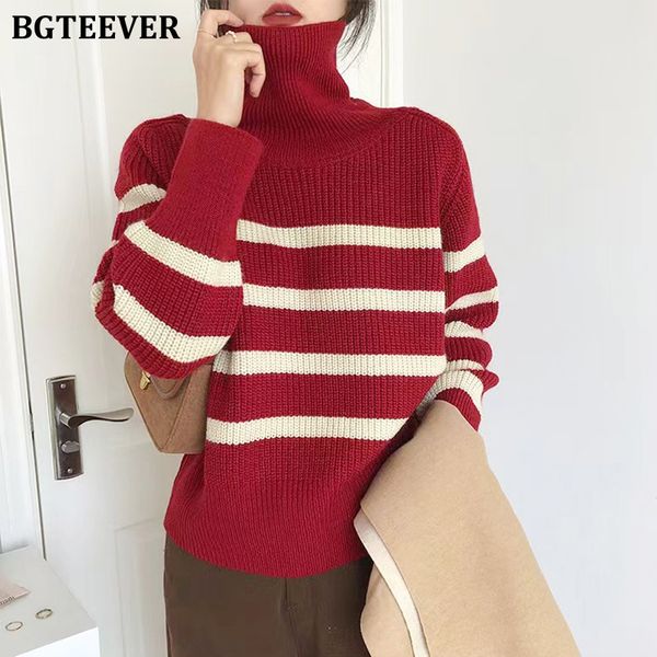 casual loose striped women sweaters turtleneck long sleeve female knitted pullovers 2021 autumn winter knitwear, White;black
casual loose striped women sweaters turtleneck long sleeve female knitted pullovers 2021 autumn winter knitwear, White;black