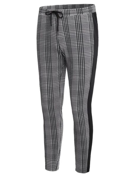 men plaid tie waist pants v2mv#, Black