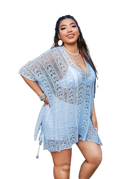 plus tassel lace up batwing sleeve open cover up without bra k6do#, Black
plus tassel lace up batwing sleeve open cover up without bra k6do#, Black