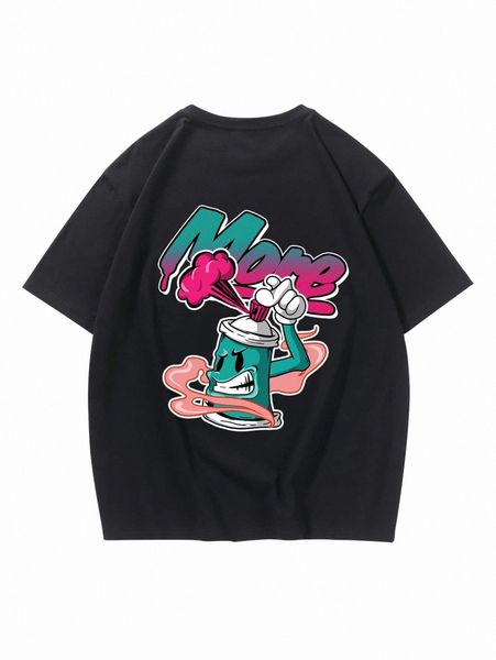 romwe guys letter cartoon graphic tee i1pz#, White;black