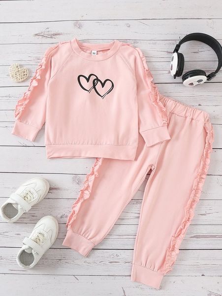 toddler girls heart print frill trim raglan sleeve sweatshirt & sweatpants she, White
toddler girls heart print frill trim raglan sleeve sweatshirt & sweatpants she, White
