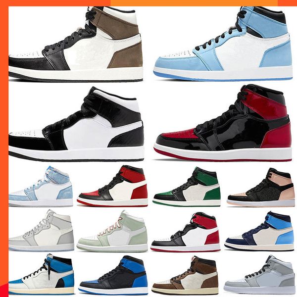 women men 1 basketball shoes patent leather panda pink green university blue court purple royal bred toe unc obsidian sneakers trainers 1s, Black
women men 1 basketball shoes patent leather panda pink green university blue court purple royal bred toe unc obsidian sneakers trainers 1s, Black