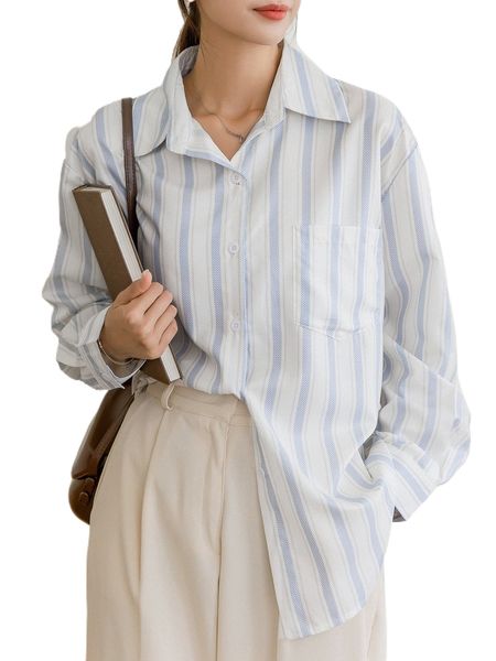 dazy striped print pocket patched drop shoulder shirt q5yq#, White
dazy striped print pocket patched drop shoulder shirt q5yq#, White