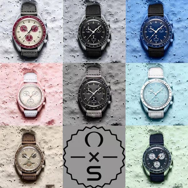 moonswatch bioceramic planet moon quarz watch mission to mercury 42mm full function chronograph luxury mens couple joint name wristwatches 2, Slivery;brown 
moonswatch bioceramic planet moon quarz watch mission to mercury 42mm full function chronograph luxury mens couple joint name wristwatches 2, Slivery;brown