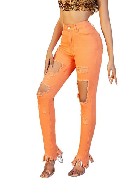 h.igh w.aist r.ipped cut out f.ringe hem s.kinny j.eans v3uw#, Blue
h.igh w.aist r.ipped cut out f.ringe hem s.kinny j.eans v3uw#, Blue