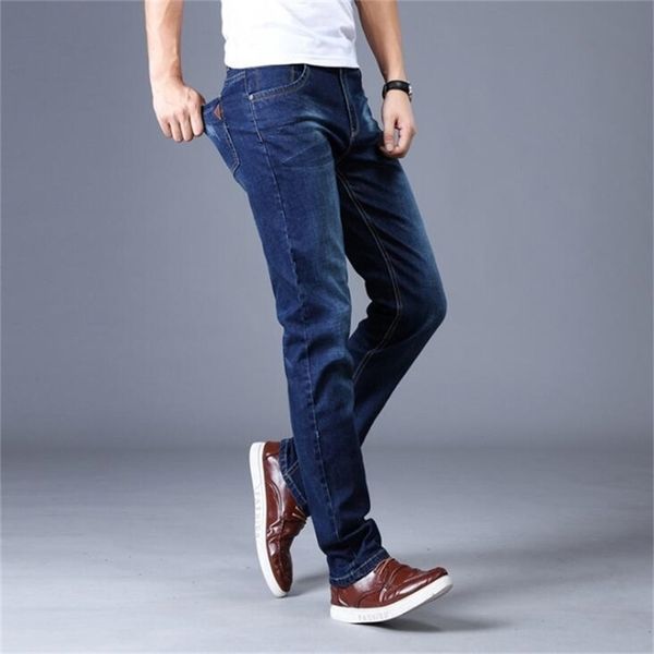 business straight stretch men jeans denim pants on s 201128, Blue 
business straight stretch men jeans denim pants on s 201128, Blue