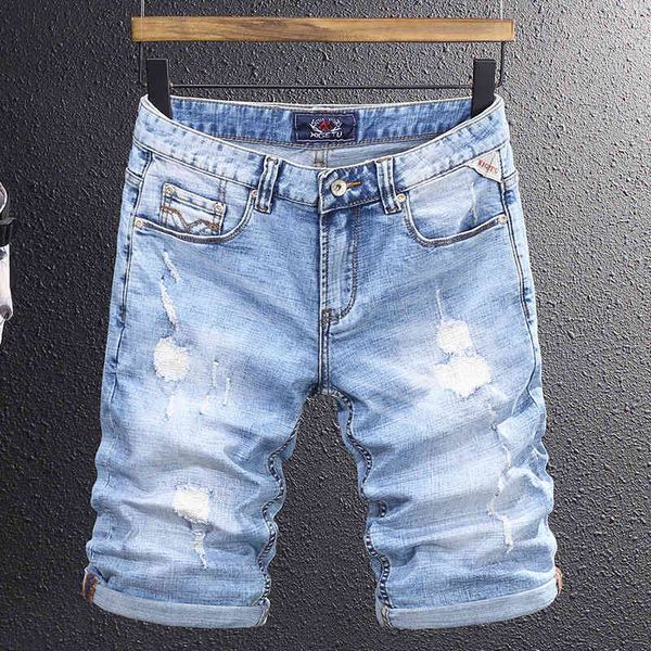 men's jeans summer denim shorts men's classic frayed patch trend korean slim cropped pants kj16, Blue
men's jeans summer denim shorts men's classic frayed patch trend korean slim cropped pants kj16, Blue