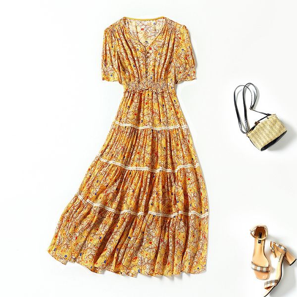 casual dresses summer yellow printed middle waist long skirt pullover sleeve splicing contrast silk dress eelj, Black;gray
casual dresses summer yellow printed middle waist long skirt pullover sleeve splicing contrast silk dress eelj, Black;gray