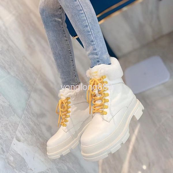 boots high end quality white thick soled martin boots women's autumn winter lace up round head leather muffin bottom heel short, Black
boots high end quality white thick soled martin boots women's autumn winter lace up round head leather muffin bottom heel short, Black