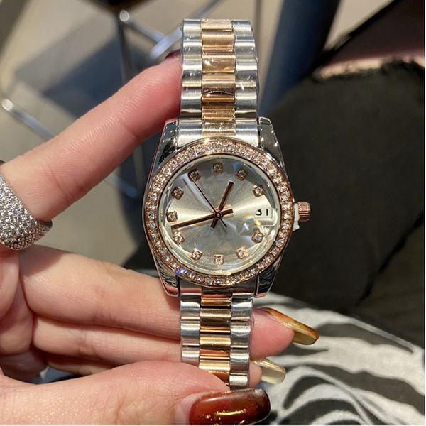 luxury women's watch classic 36mm quartz wristwatches movement with diamond dial stainless steel strap scratch proof crystal mirror mon, Slivery;brown
luxury women's watch classic 36mm quartz wristwatches movement with diamond dial stainless steel strap scratch proof crystal mirror mon, Slivery;brown