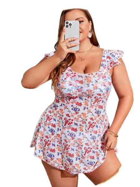 plus ditsy floral ruffle trim bikini swimsuit with cover up p71o#, White;black
plus ditsy floral ruffle trim bikini swimsuit with cover up p71o#, White;black