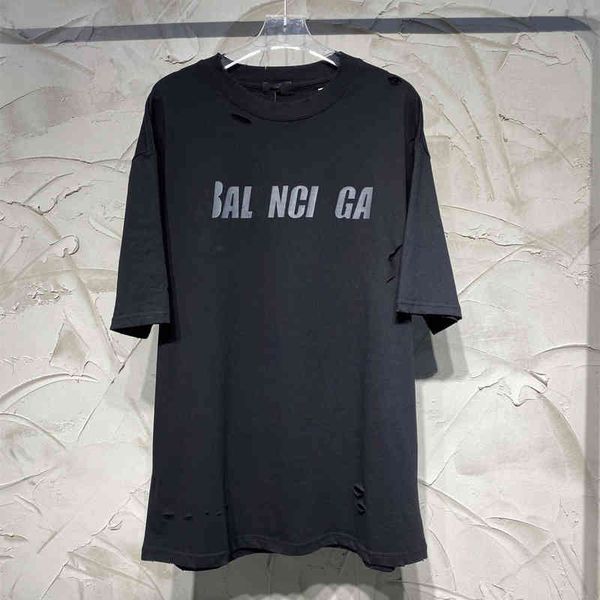 men's t-shirts high version paris b dark series short sleeve torn and worn classic letter printing t-shirt for men women, White;black
men's t-shirts high version paris b dark series short sleeve torn and worn classic letter printing t-shirt for men women, White;black