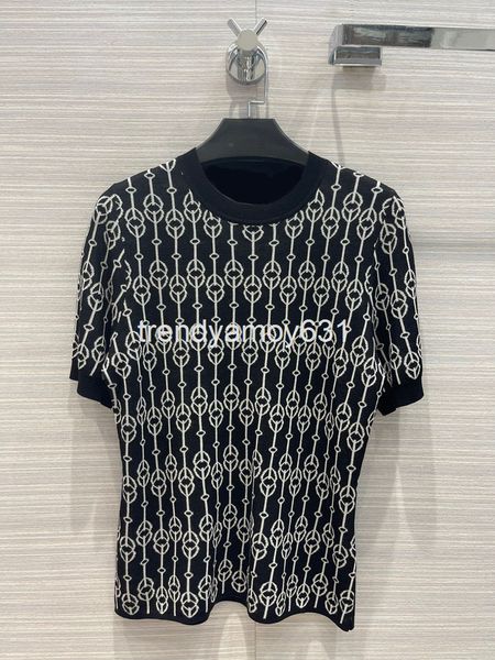 women's knits & tees spring lock ring chain short sleeved sweater fashionable temperament slim thin spring and summer women high end, White
women's knits & tees spring lock ring chain short sleeved sweater fashionable temperament slim thin spring and summer women high end, White
