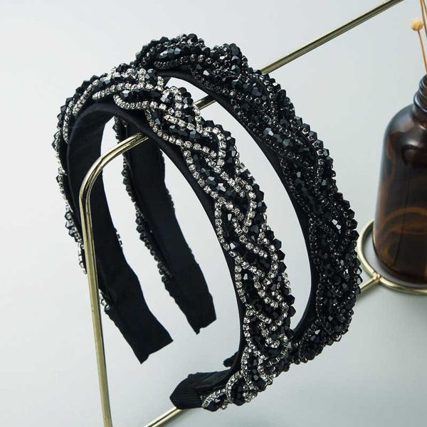 heming hair hoop spring new hair accessories super flash crystal cross twist head hoop, Silver