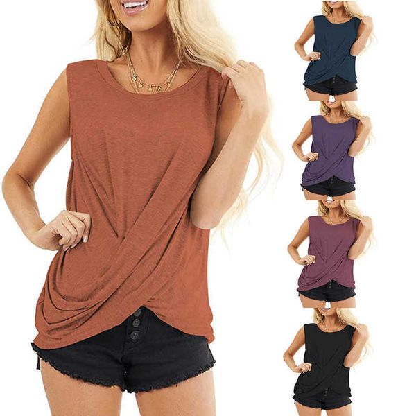 2020 summer new women's casual round neck sleeveless kink t-shirt women's top, White
2020 summer new women's casual round neck sleeveless kink t-shirt women's top, White