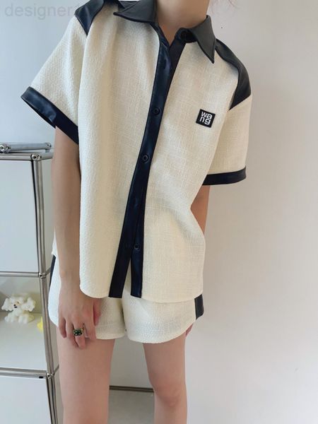 two piece dress designer aw home 22 spring and summer new leisure suit fashionable contrast color loose short sleeve shirt high waist leathe, White
two piece dress designer aw home 22 spring and summer new leisure suit fashionable contrast color loose short sleeve shirt high waist leathe, White