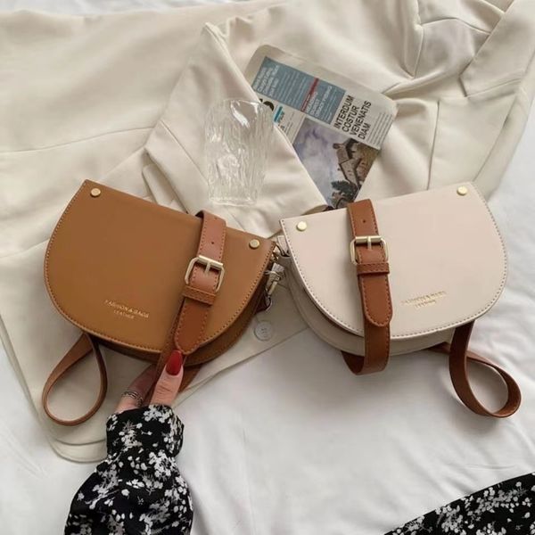 fashion bag creases large capacity oblique shoulder bag women round edge handbag