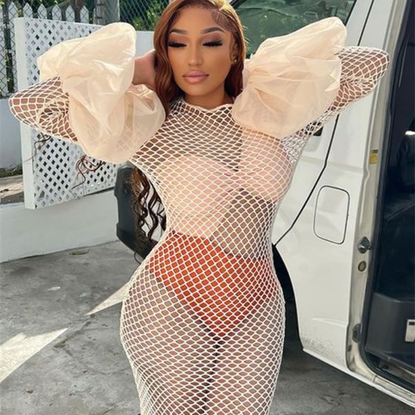 cm.yaya elegant beach gauze o-neck flare long sleeve bodycon mini midi dress for women summer see though long maxi dresses 220516, Black;gray
cm.yaya elegant beach gauze o-neck flare long sleeve bodycon mini midi dress for women summer see though long maxi dresses 220516, Black;gray