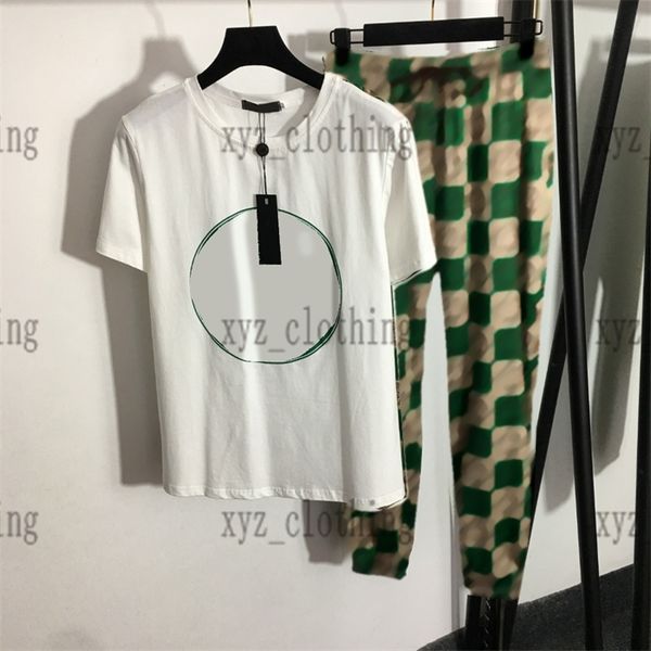 newly sports womens pants sets high-end tracksuits white t shirts with long pants embroidery round neck t-shirts plaid color matching elasti
newly sports womens pants sets high-end tracksuits white t shirts with long pants embroidery round neck t-shirts plaid color matching elasti