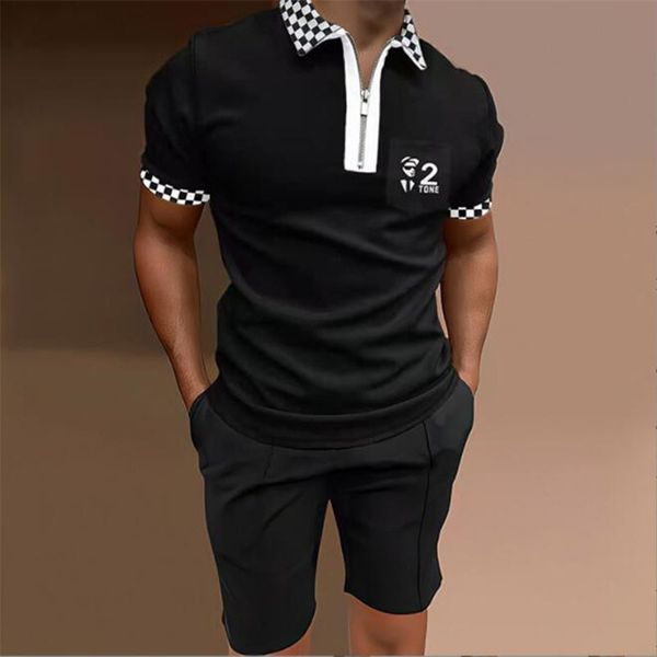 twopiece summer mens fashion lapel zipper shortsleeved t casual polo shirt shorts set 220618, White;black
twopiece summer mens fashion lapel zipper shortsleeved t casual polo shirt shorts set 220618, White;black