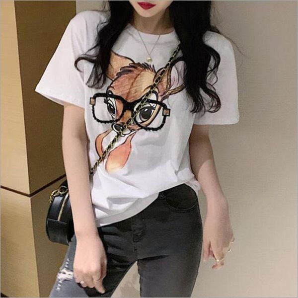 women's t-shirt print women t shirt spring summer short sleeve o neck loose style womenwomen's, White
women's t-shirt print women t shirt spring summer short sleeve o neck loose style womenwomen's, White