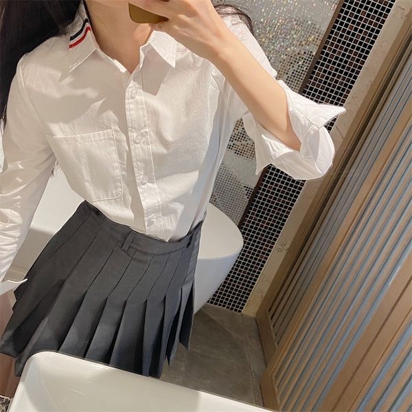 10% off 2022 trendy men's clothing tb white thin coat women's new spring and summer clothes contrast ribbon loose long sleeved shi
10% off 2022 trendy men's clothing tb white thin coat women's new spring and summer clothes contrast ribbon loose long sleeved shi