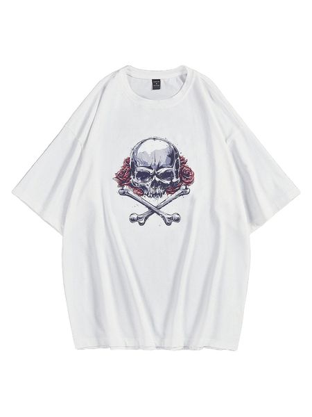 x vecster men skull & floral print tee b1tp#, White;black
x vecster men skull & floral print tee b1tp#, White;black
