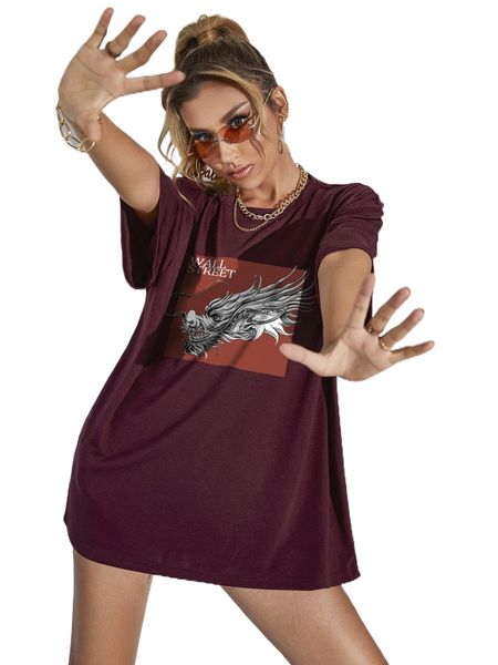 letter & chinese dragon graphic drop shoulder tee k4lp#, White
letter & chinese dragon graphic drop shoulder tee k4lp#, White