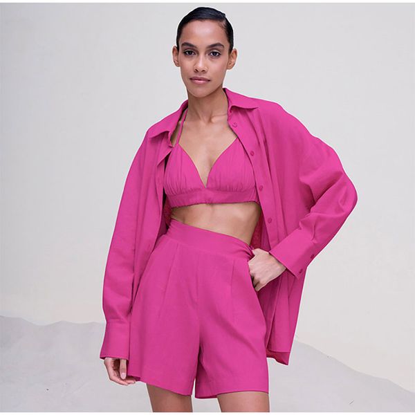 women's tracksuits cotton line vest shirt three piece set women casual long sleeve shirts shorts sets female autumn fashion loose ladie, Gray
women's tracksuits cotton line vest shirt three piece set women casual long sleeve shirts shorts sets female autumn fashion loose ladie, Gray