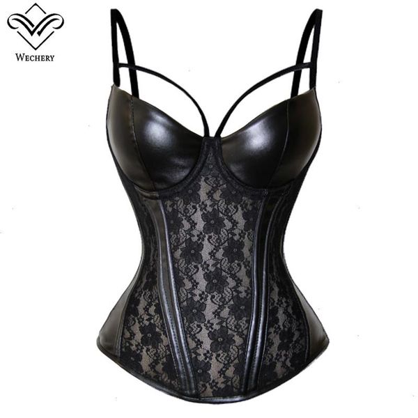 corset lace overbust bustier women black corsets push up gothic faux leather corselet erotic lingerie plus size, Black;white
corset lace overbust bustier women black corsets push up gothic faux leather corselet erotic lingerie plus size, Black;white