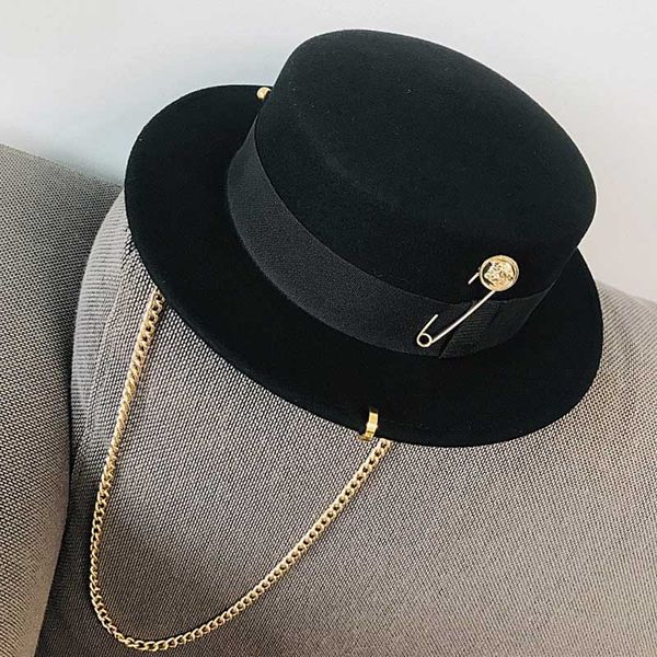 fibonacci 2020 fedora retro wool felt women european punk chain novelty flat hats men cap street fashion wild trend, Blue;gray
fibonacci 2020 fedora retro wool felt women european punk chain novelty flat hats men cap street fashion wild trend, Blue;gray