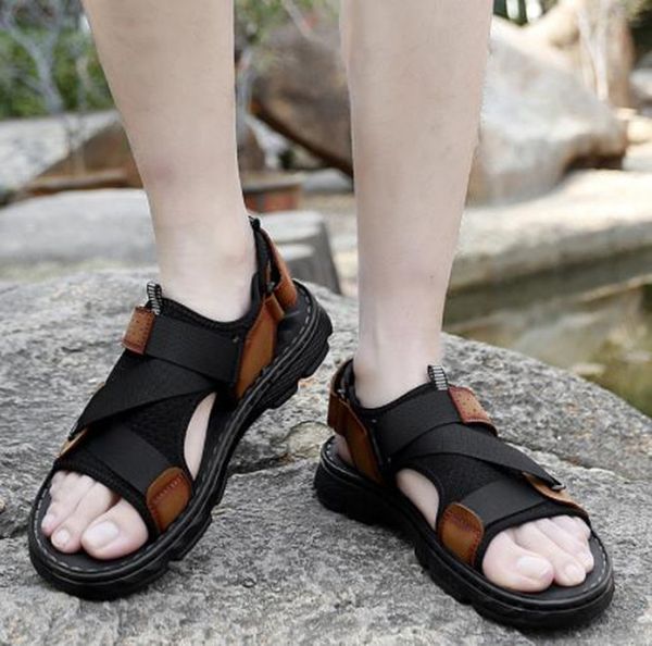 summer outdoor casual breathable leather sandals wear beach shoes, Black
summer outdoor casual breathable leather sandals wear beach shoes, Black