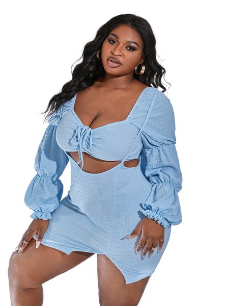 sxy plus sweetheart neck drawstring crop & split hem suspender dress f6bj#, Black
sxy plus sweetheart neck drawstring crop & split hem suspender dress f6bj#, Black