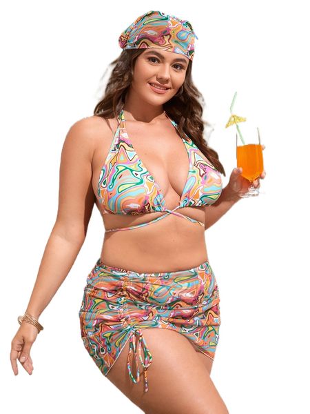 plus 4pack allover print halter triangle bikini swimsuit & drawstring beach skirt y4g4#, White;black
plus 4pack allover print halter triangle bikini swimsuit & drawstring beach skirt y4g4#, White;black