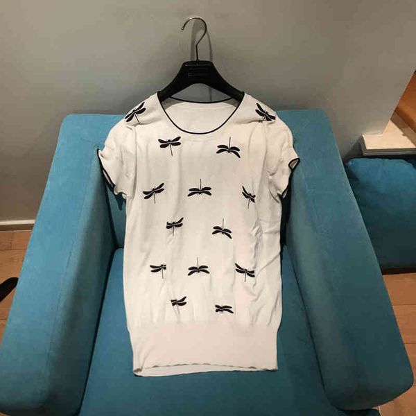 women's t-shirt spring and summer german high-end ais cada silk cotton blend dragonfly mulberry t-shirt, White
women's t-shirt spring and summer german high-end ais cada silk cotton blend dragonfly mulberry t-shirt, White