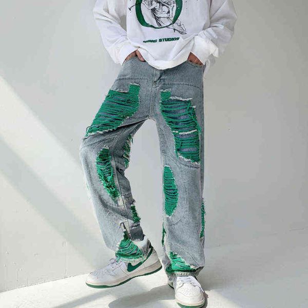 summer ripped jeans men fashion casual oversized wide leg jeans men streetwear hip hop loose straight denim pants mens trousers t220726, Blue
summer ripped jeans men fashion casual oversized wide leg jeans men streetwear hip hop loose straight denim pants mens trousers t220726, Blue